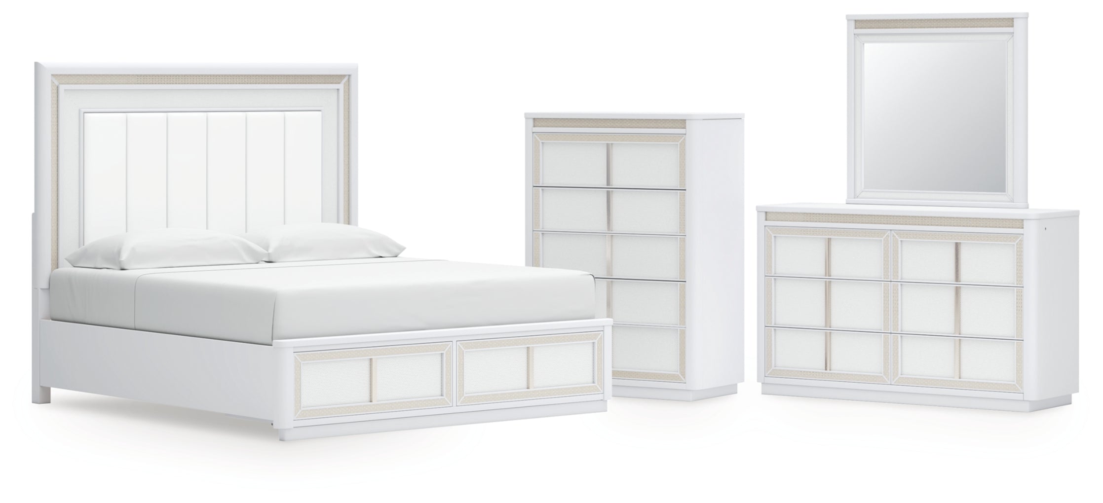 Chalanna Upholstered Storage Bed, Dresser, Mirror, Chest & Nightstand, Bedroom Set