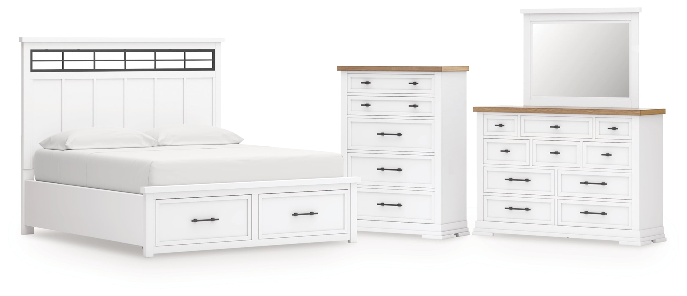 Ashbryn Panel Storage Bed, Dresser, Mirror, Chest & Nightstand, Bedroom Set