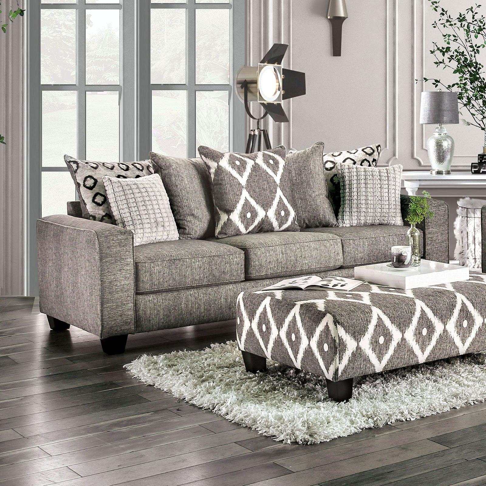 Basie Gray Stationary Sofa & Loveseat 2pc