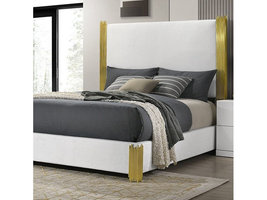 Basildon White/Gold Eastern King Bed