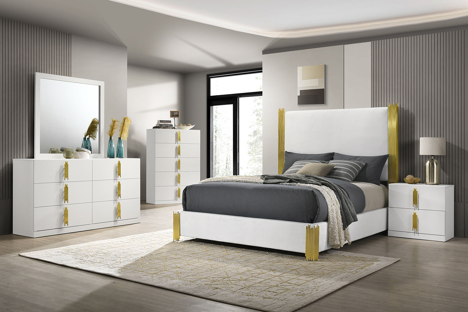 Basildon White/Gold Nightstand