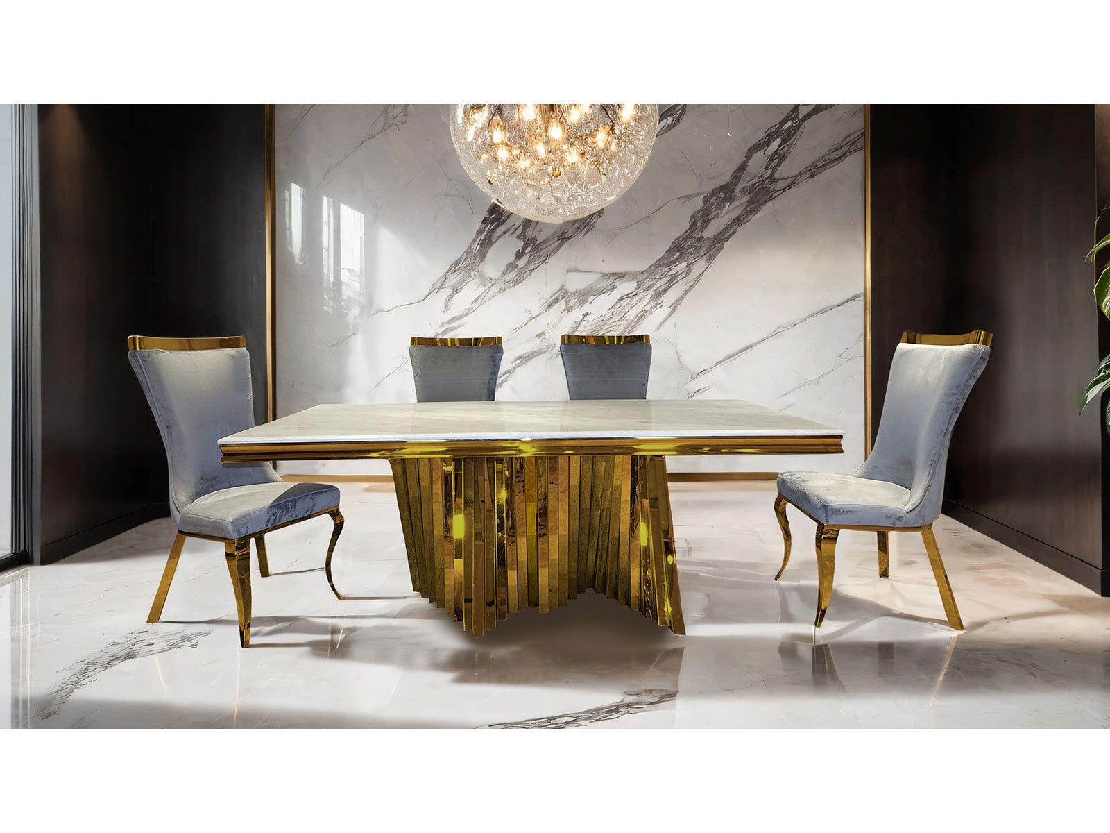 Basilicata Gold/Gray 7 Piece Dining Set