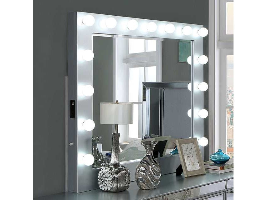 Belladonna Silver Mirror w/ USB, Power, Light
