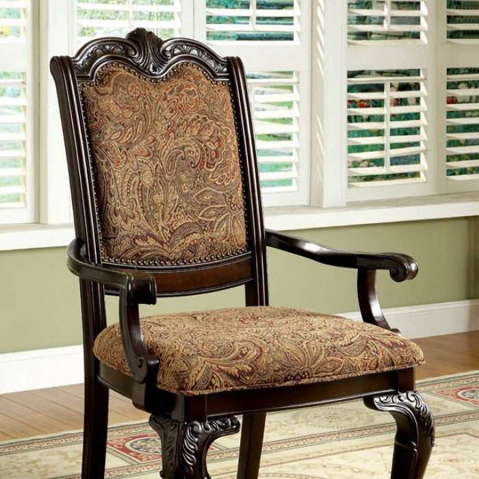 Bellagio Brown Cherry/Brown Fabric Dining Armchair (Set of 2)