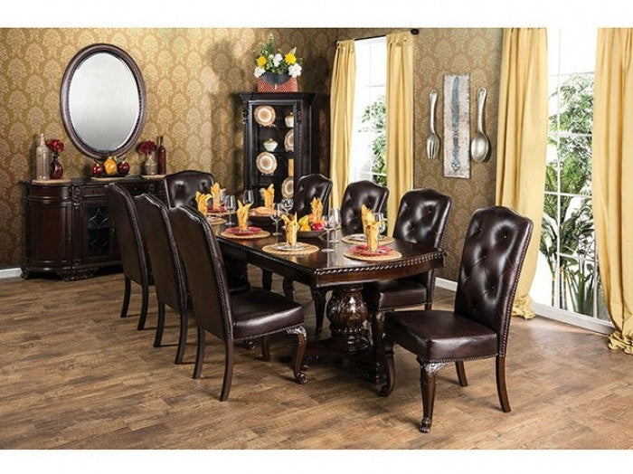 Bellagio Brown Cherry Leatherette Uph. Dining Room Set / 9-piece
