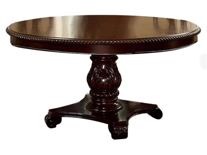 Bellagio Brown Cherry Round Table & 4 Leatherette Chairs / 5-piece