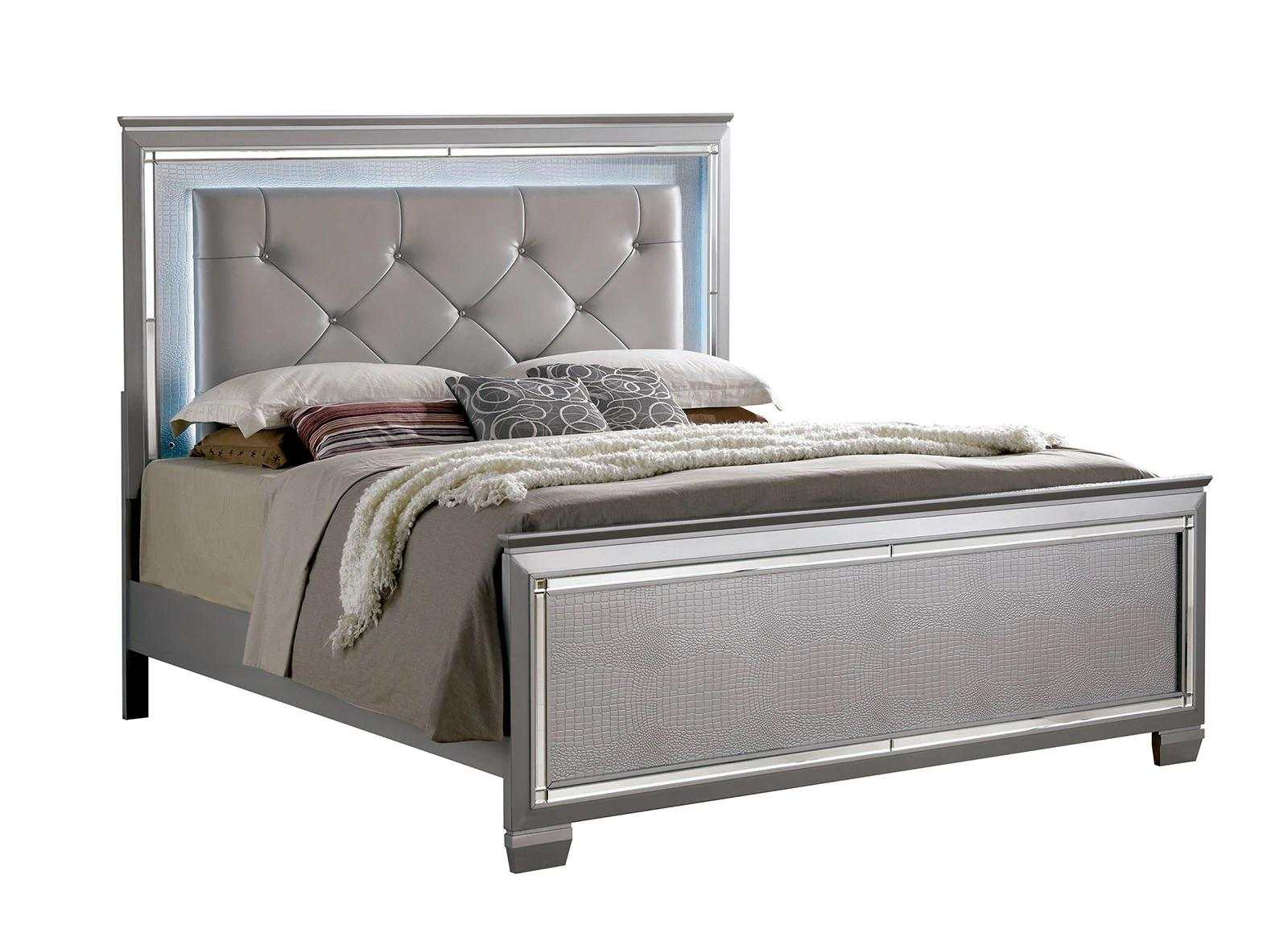 Bellanova Silver Queen Bedroom Set w/ 2 Nightstands / 5pc