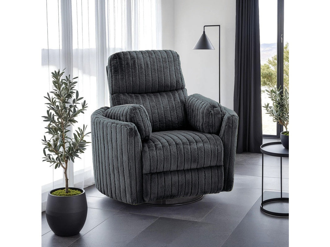 Belper Dark Gray Power Glider Recliner w/ Swivel