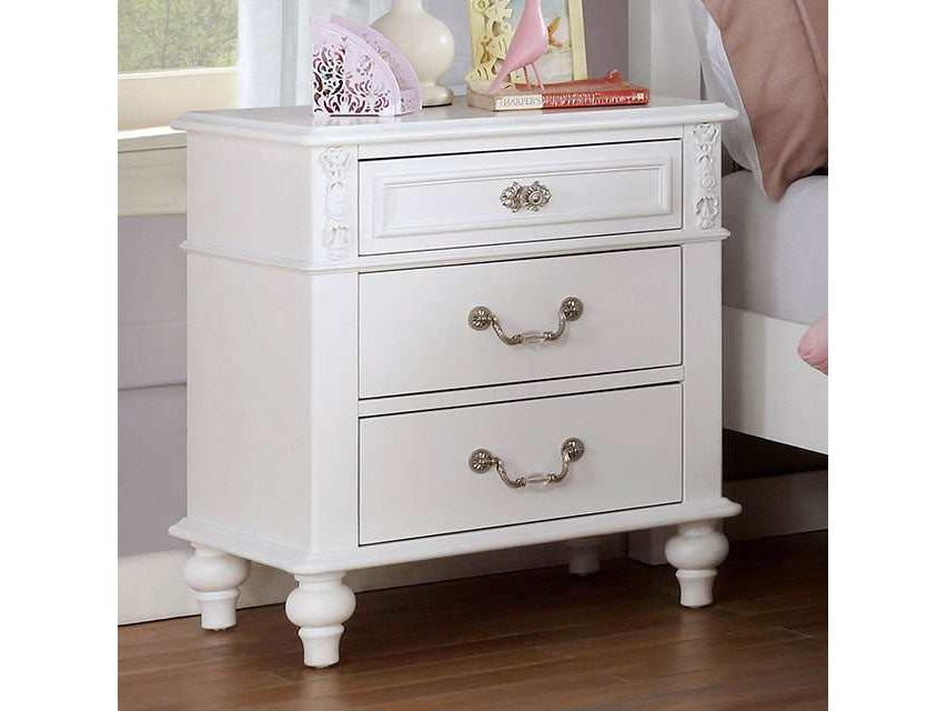 Belva White Nightstand w/ USB Outlet