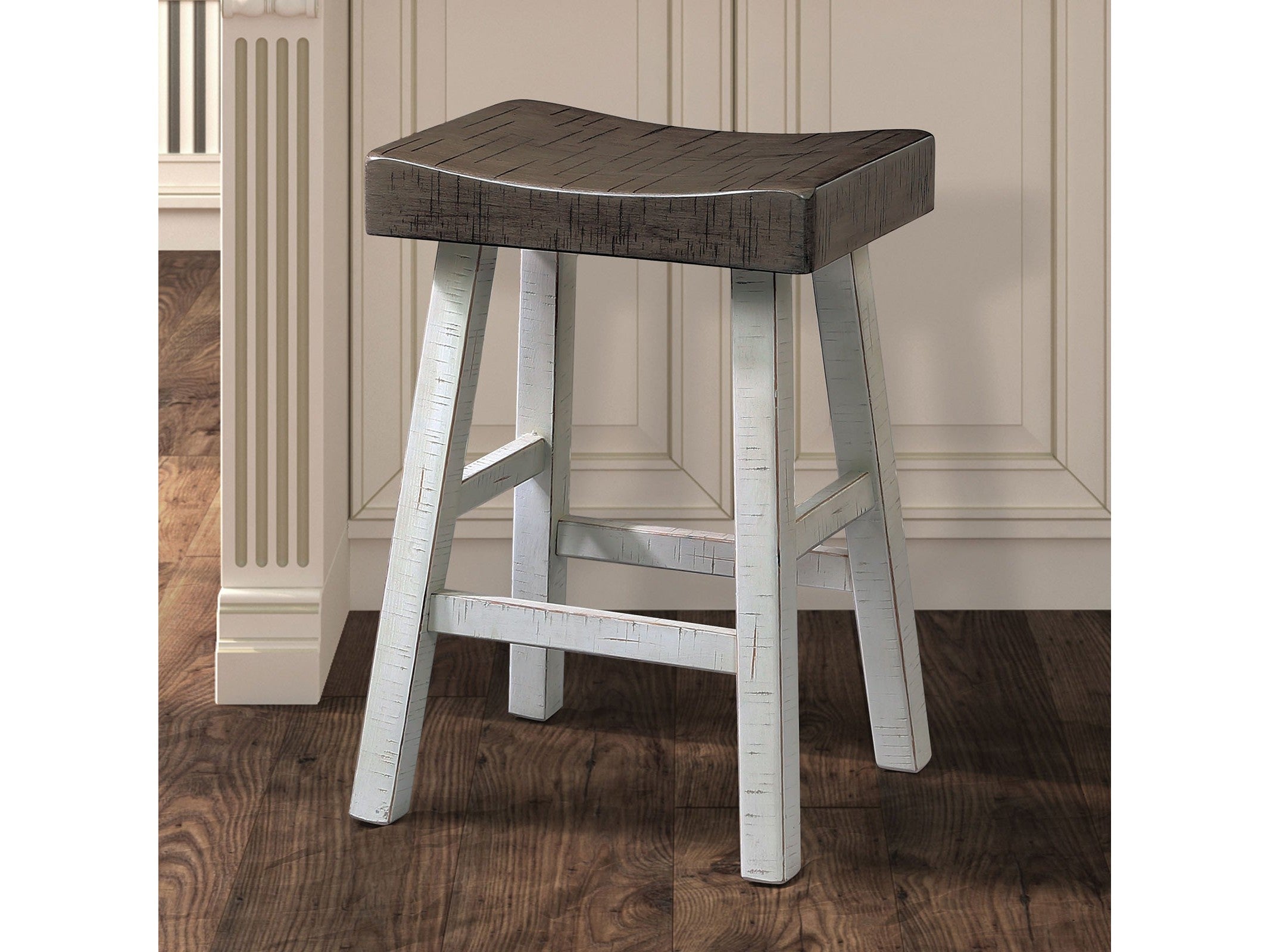 Biasca Gray/White Stool (Set of 2)