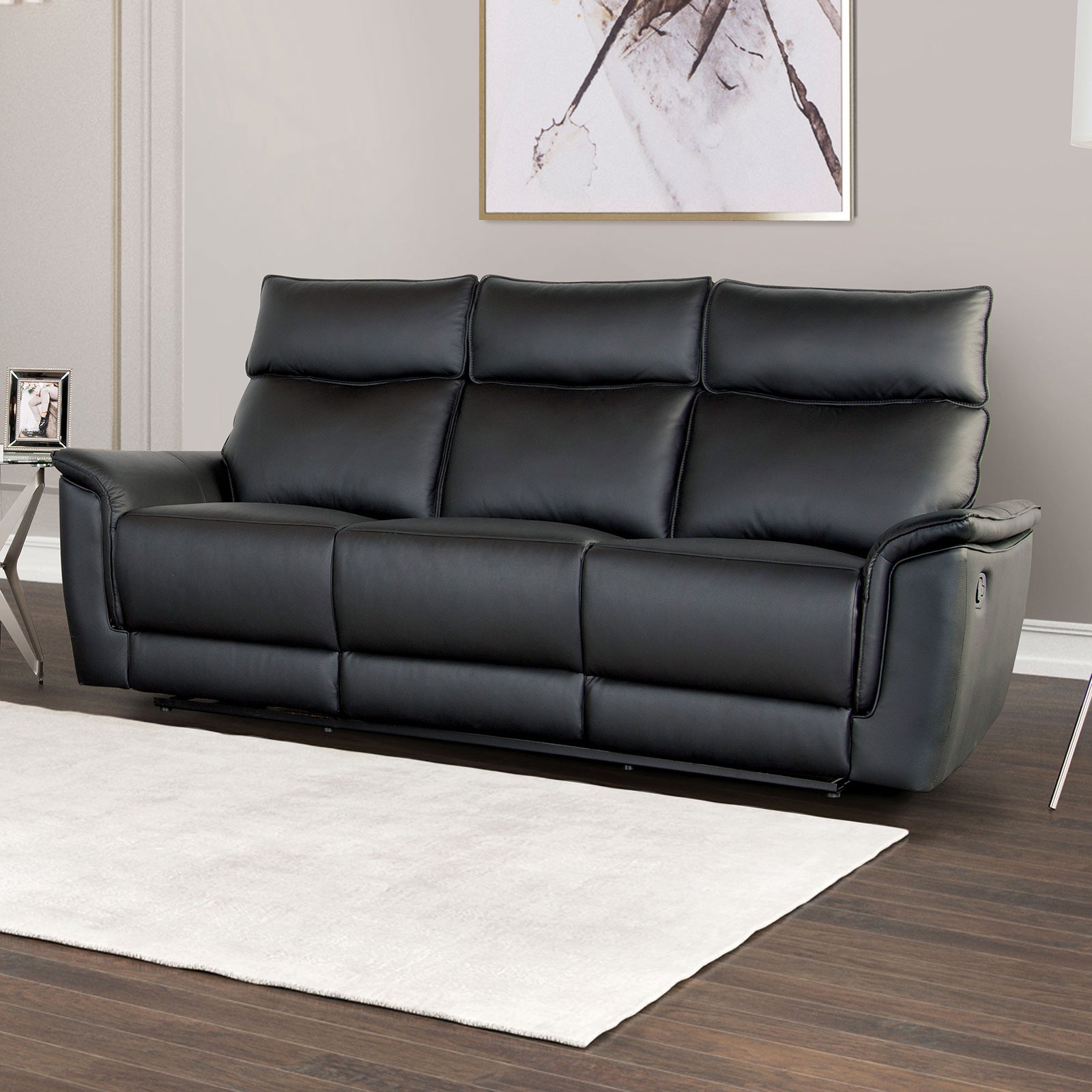 Bienne Black Upholstery Reclining Living Room Set