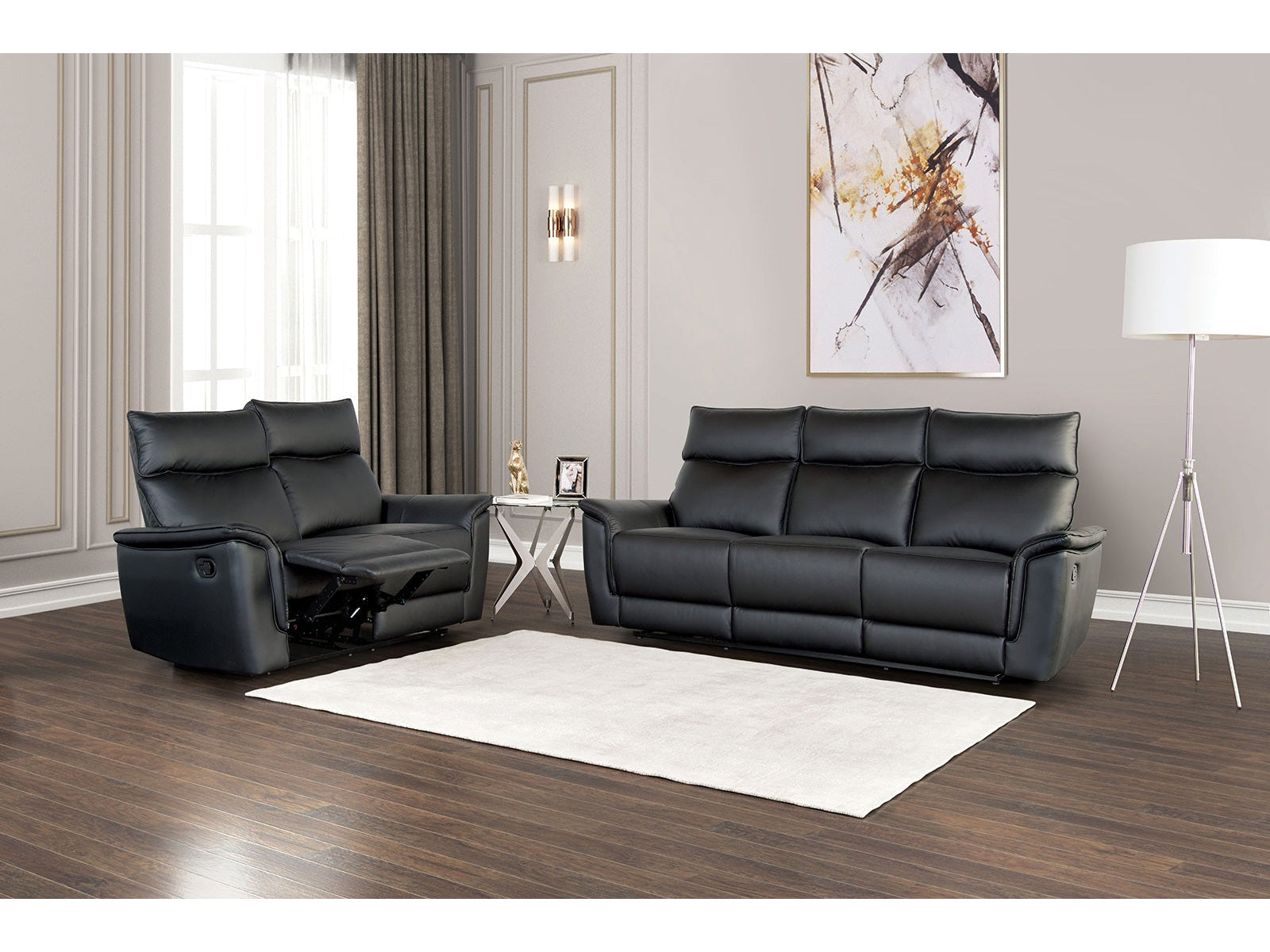 Bienne Black Upholstery Reclining Living Room Set