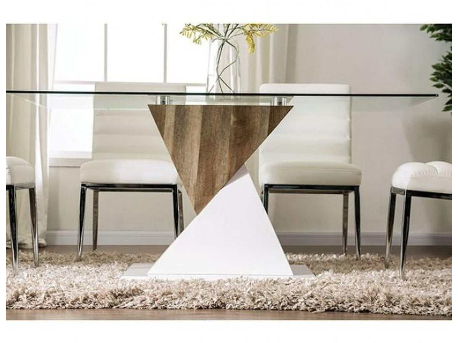 Bima Tempered Glass Top Rectangular Dining Table