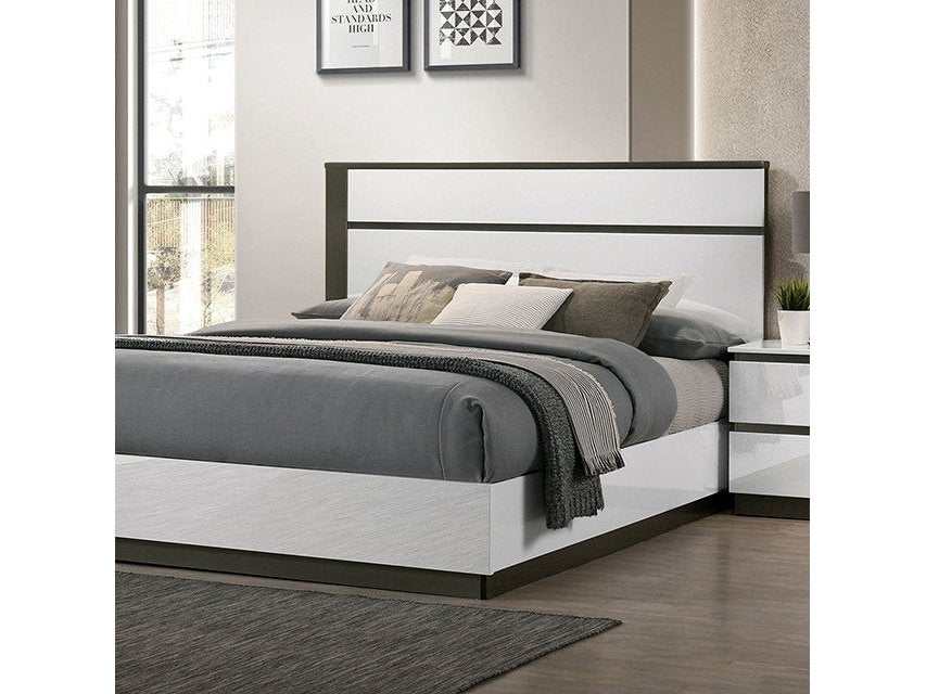Birsfelden White & Metallic Gray Queen Bed