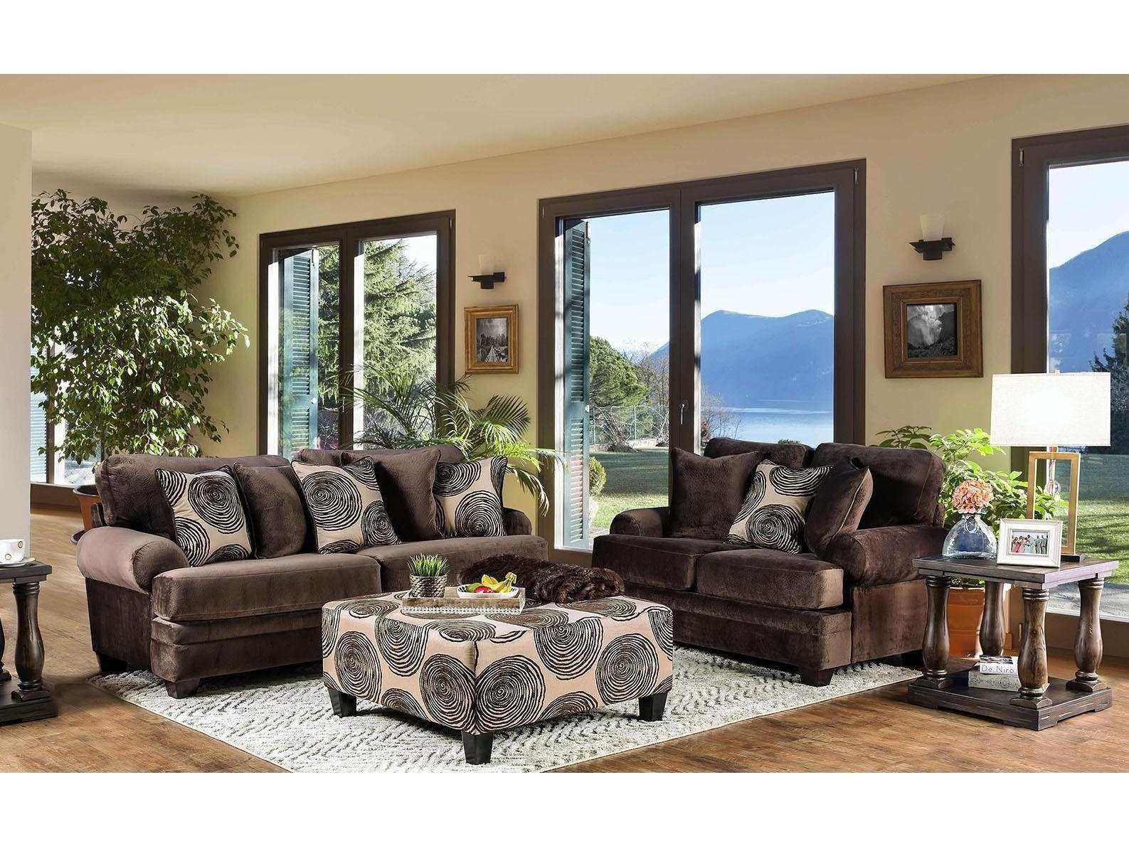 Bonaventura Brown Stationary Sofa & Loveseat 2pc