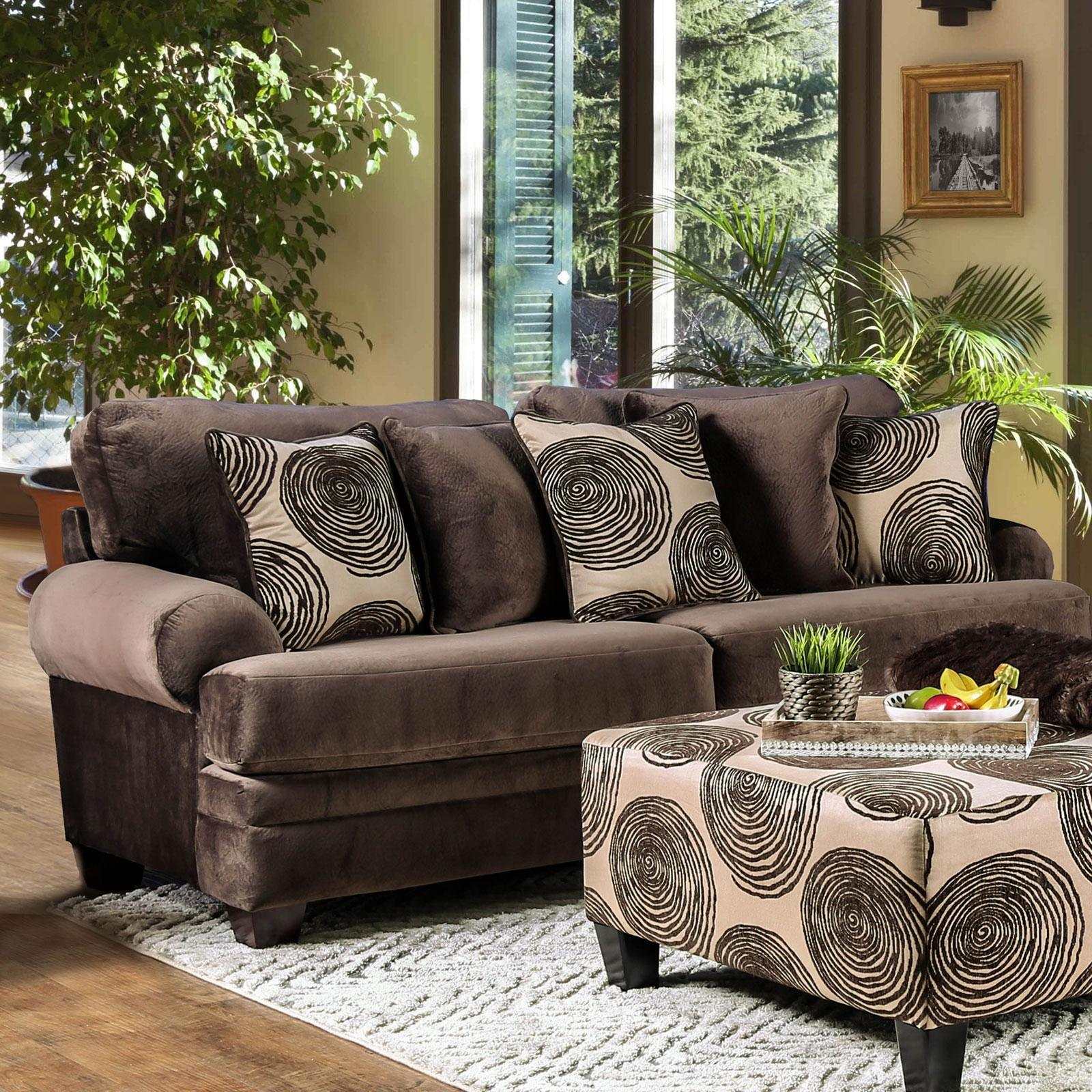 Bonaventura Brown Stationary Sofa & Loveseat 2pc
