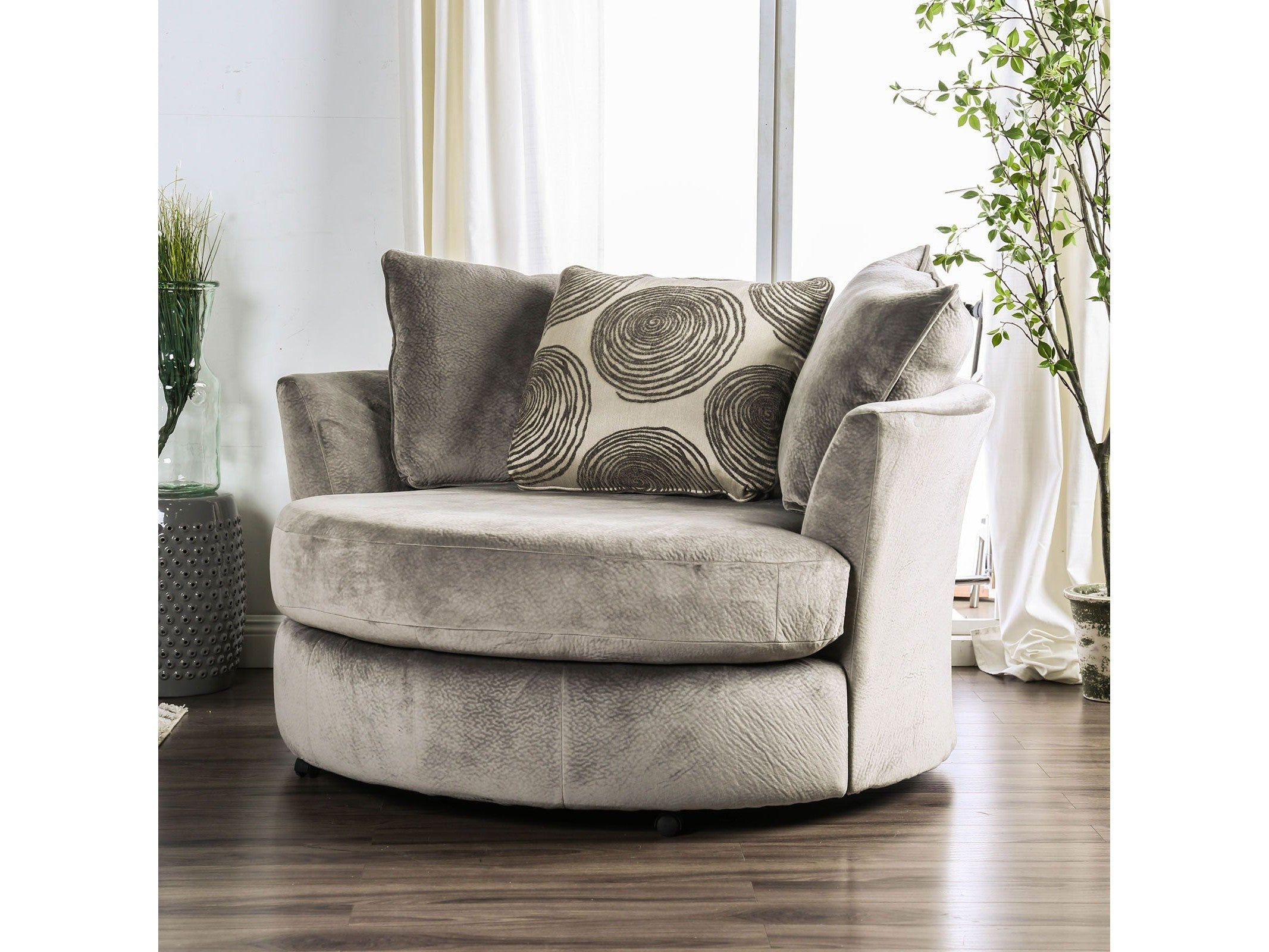 Bonaventura Gray/Pattern Swivel Chair