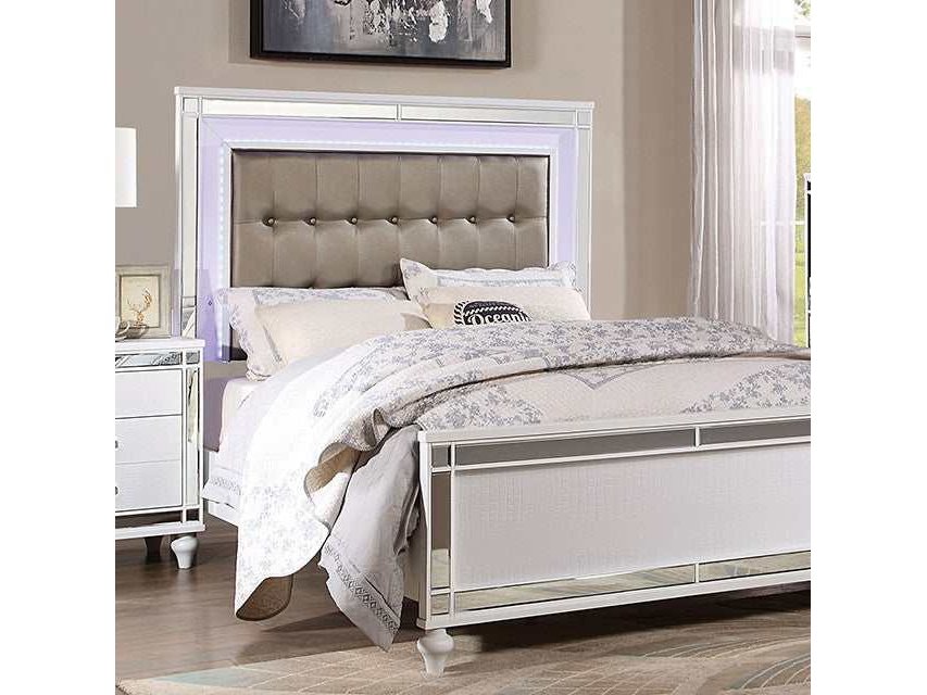 Brachium White Cal. King Bed w/ HB LED