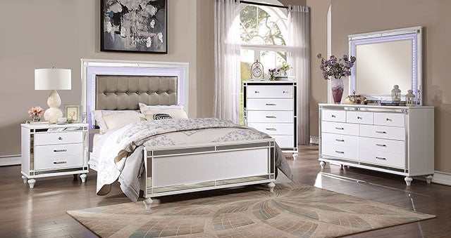 Brachium White Cal. King Bed w/ HB LED