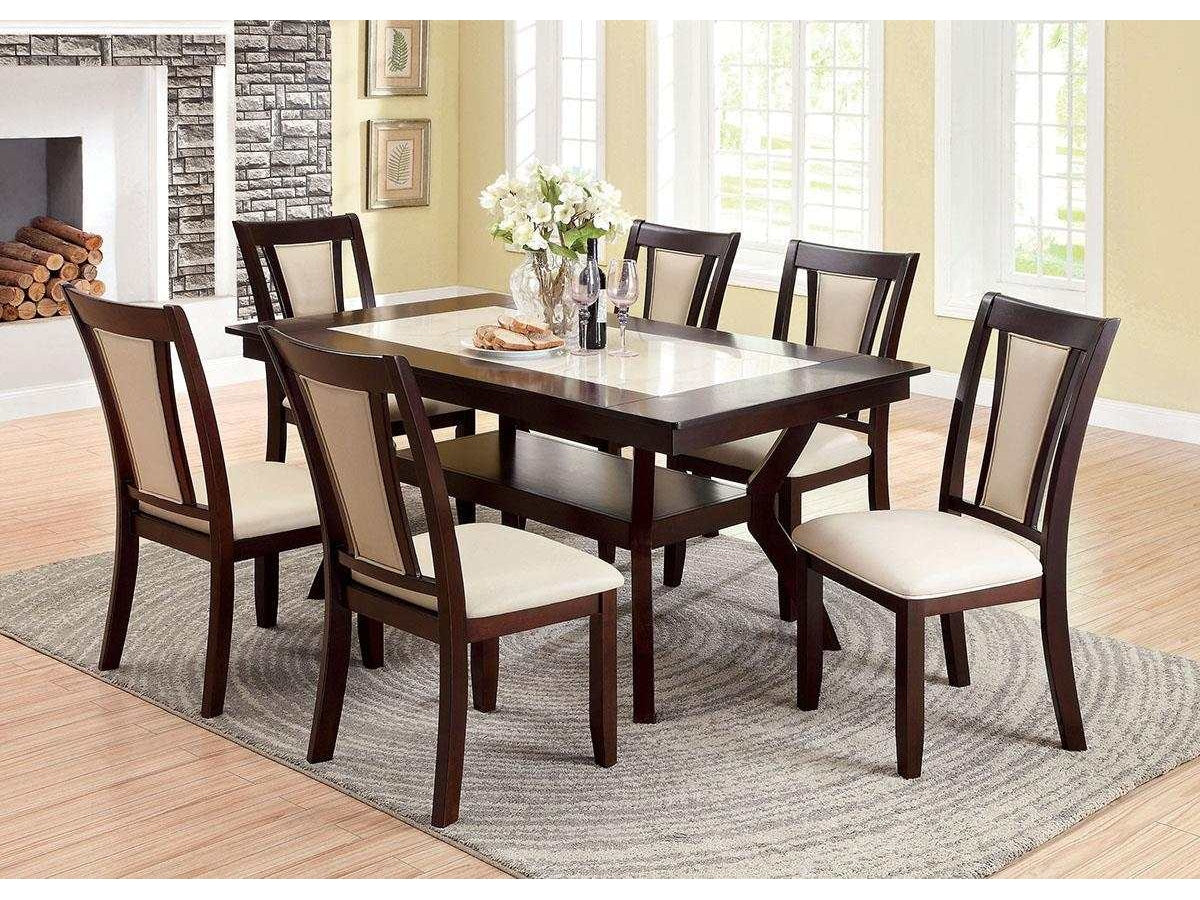 Brent Dark Cherry/Ivory Dining Room Set / 7-Piece