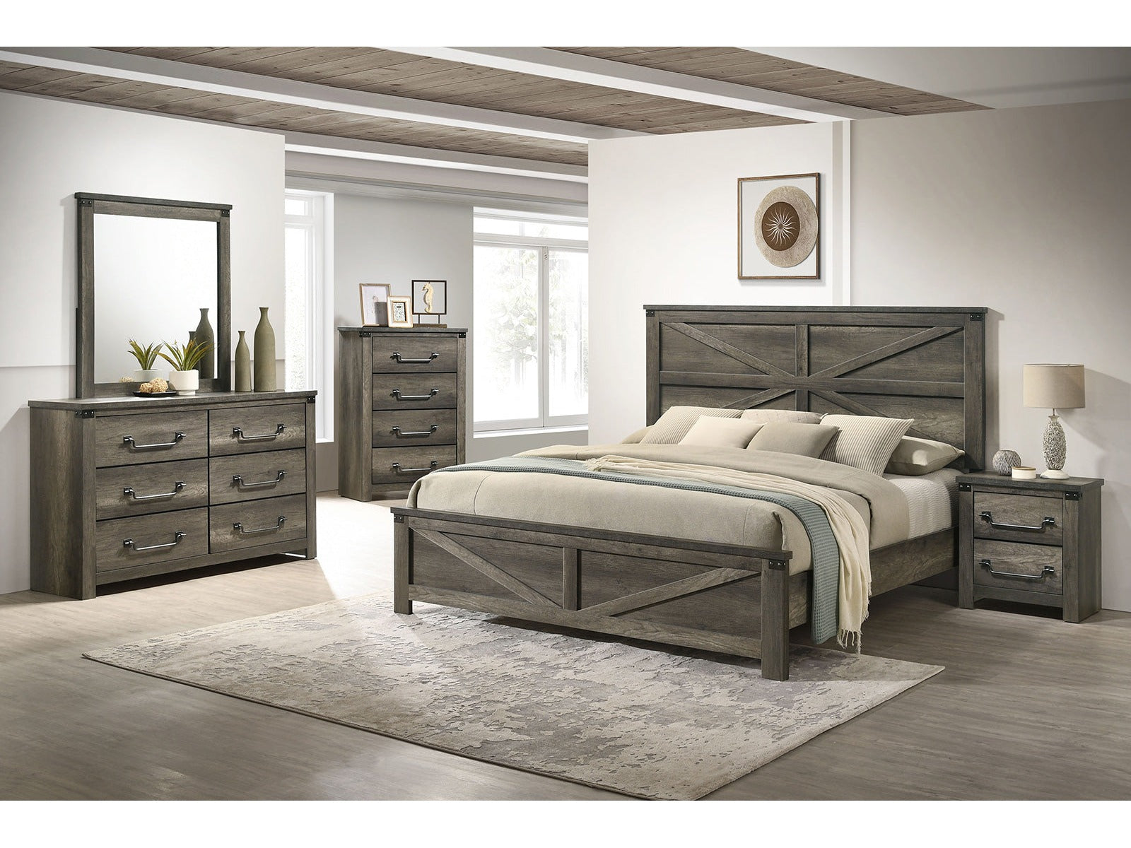 Britonale Gray Queen 5 Piece Bedroom Set w/2 Nightstands