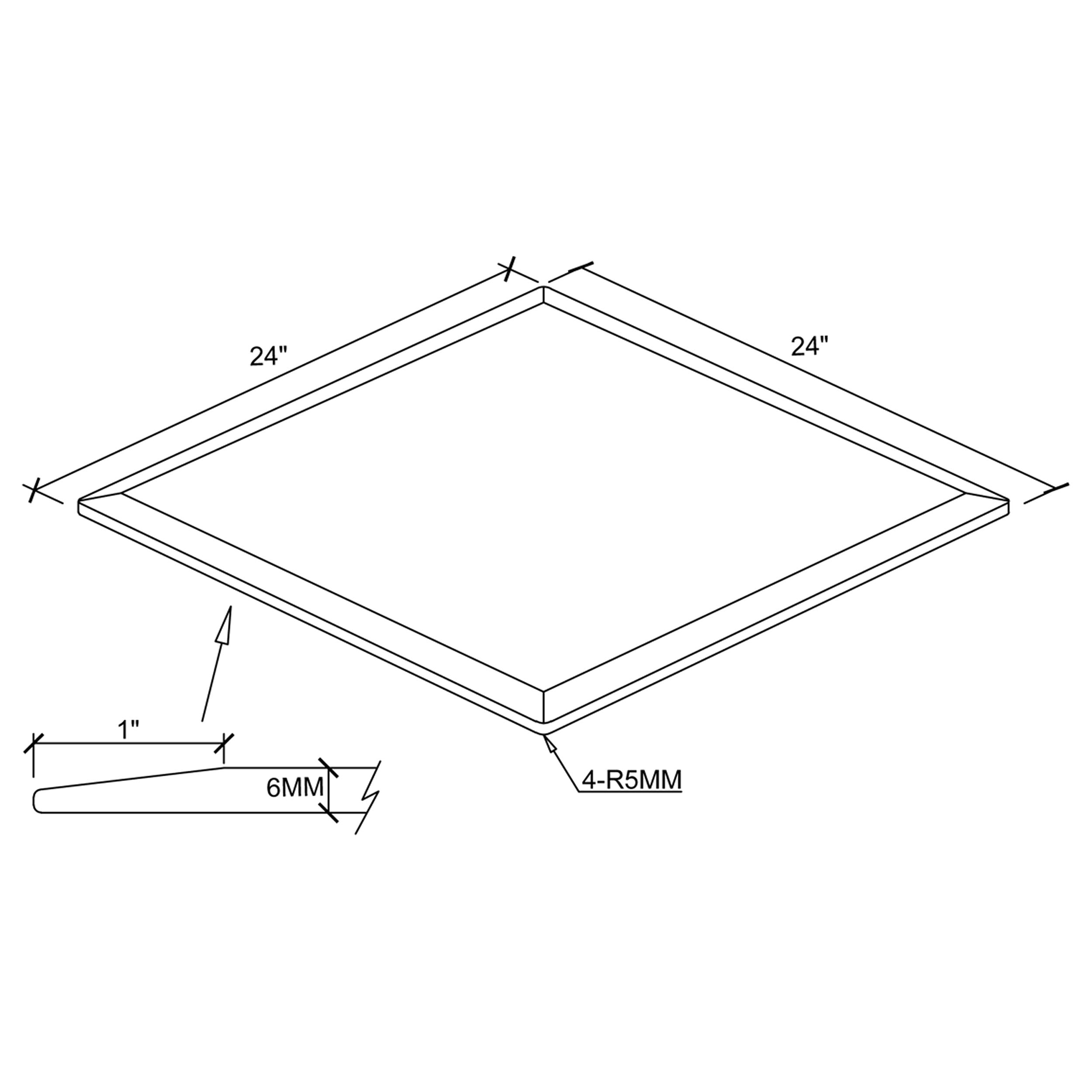 60x36-inch 6mm Rectangular Clear Tempered Glass Top