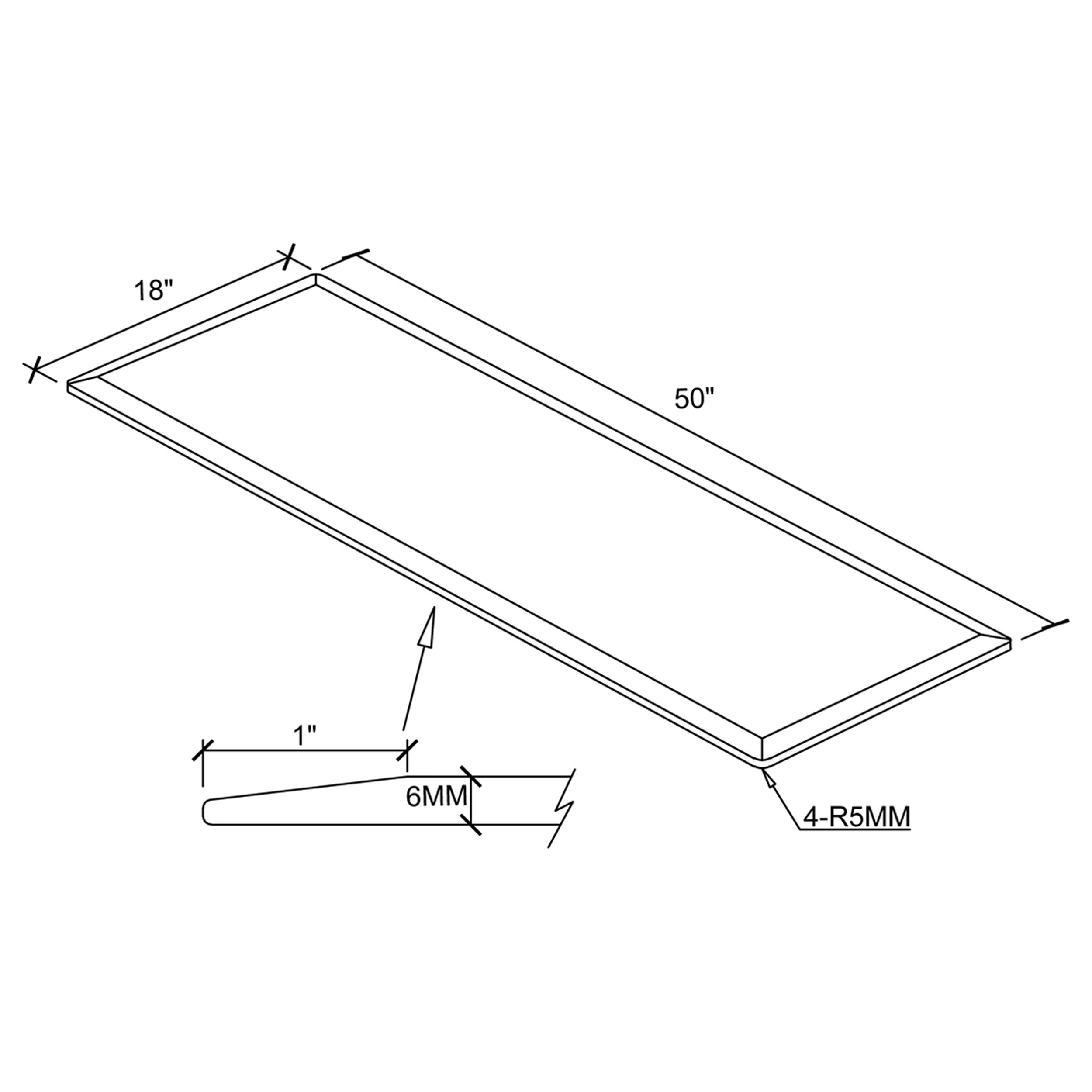 60x36-inch 6mm Rectangular Clear Tempered Glass Top