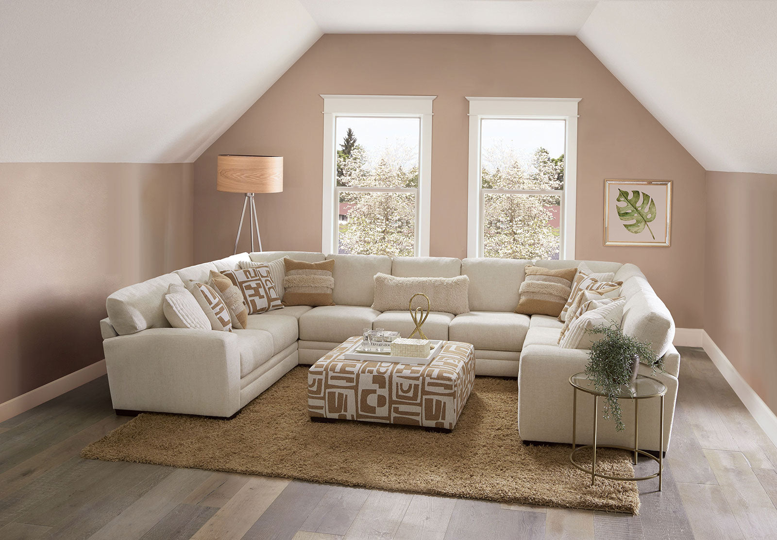 Carleton Ivory/Tan Ottoman