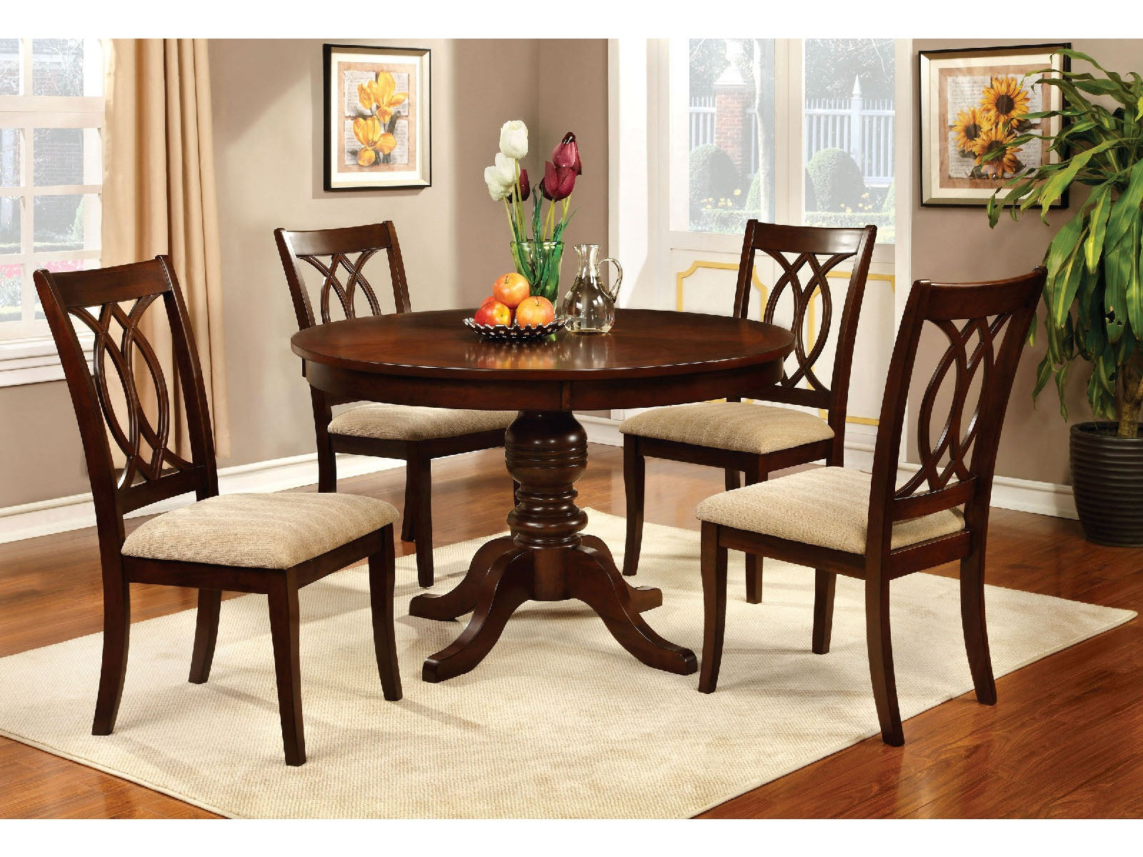 Carlisle Brown Cherry 5 Pc. Round Dining Room Set