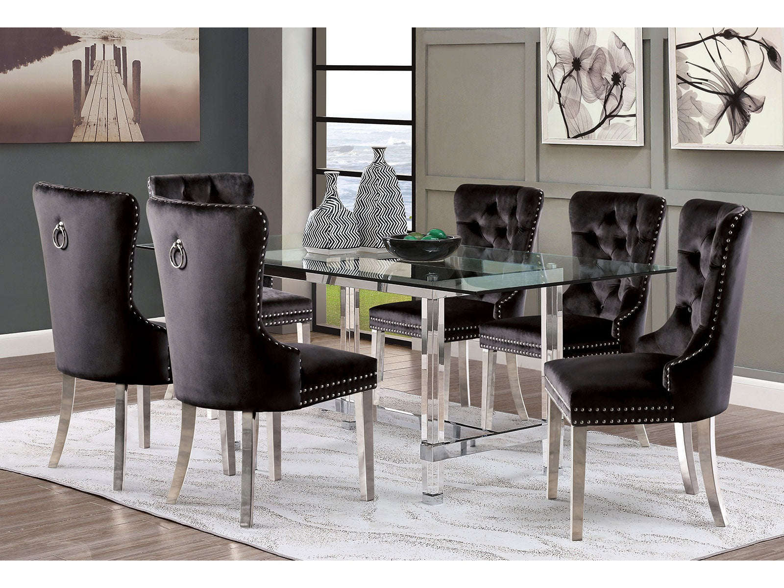 Casper Chrome 7 Pc. Dining Room Set Chairs