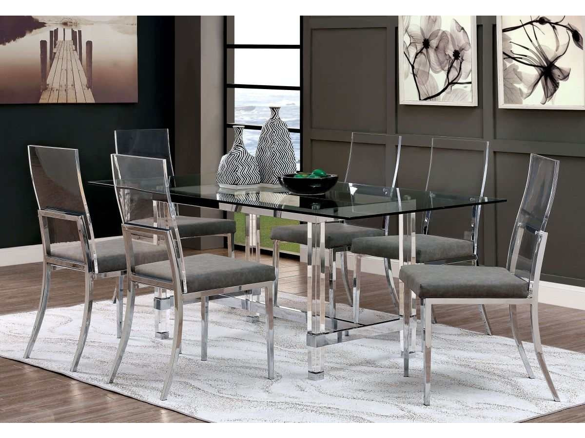 Casper Chrome & Glass Dining Room Set / 7pc