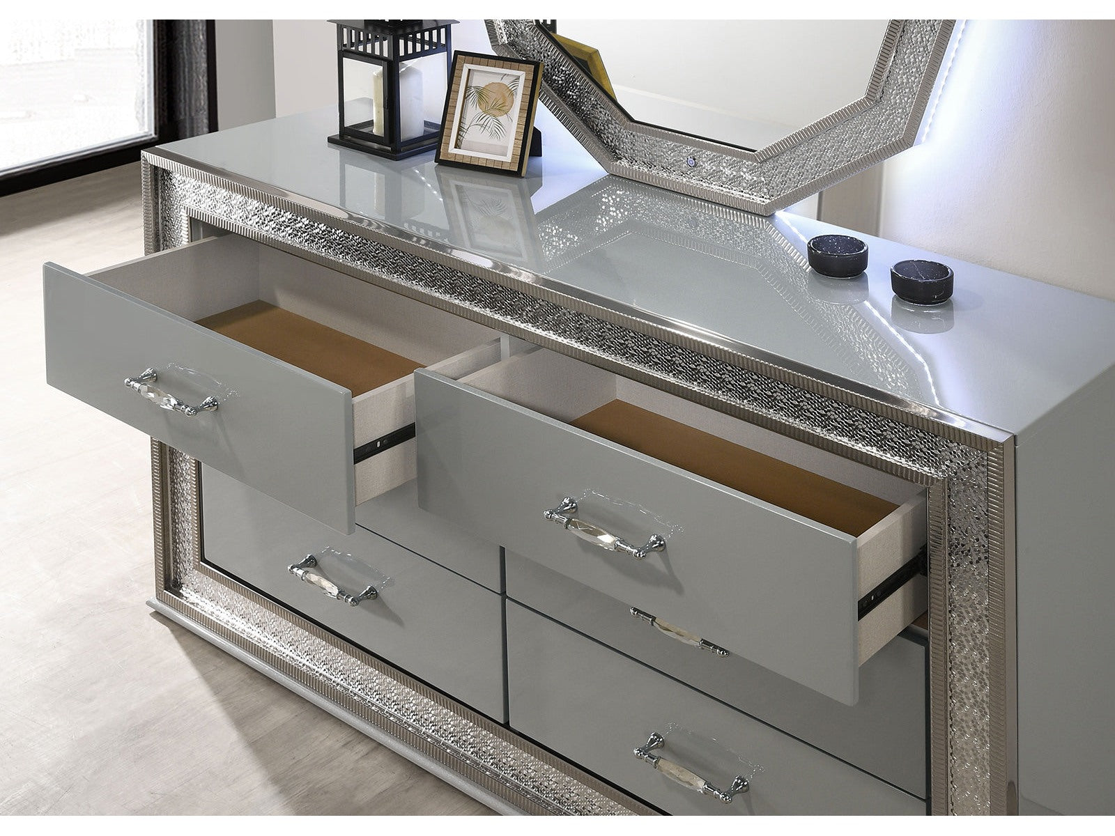 Cassiopeia Metallic Gray Dresser