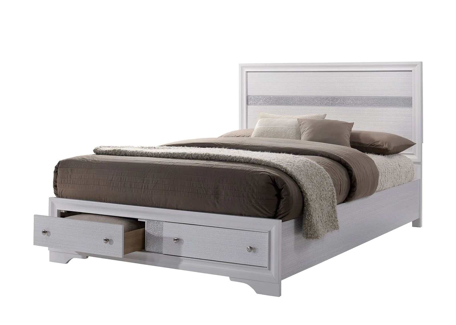 Chrissy White Queen Platform Bed w/ Storage