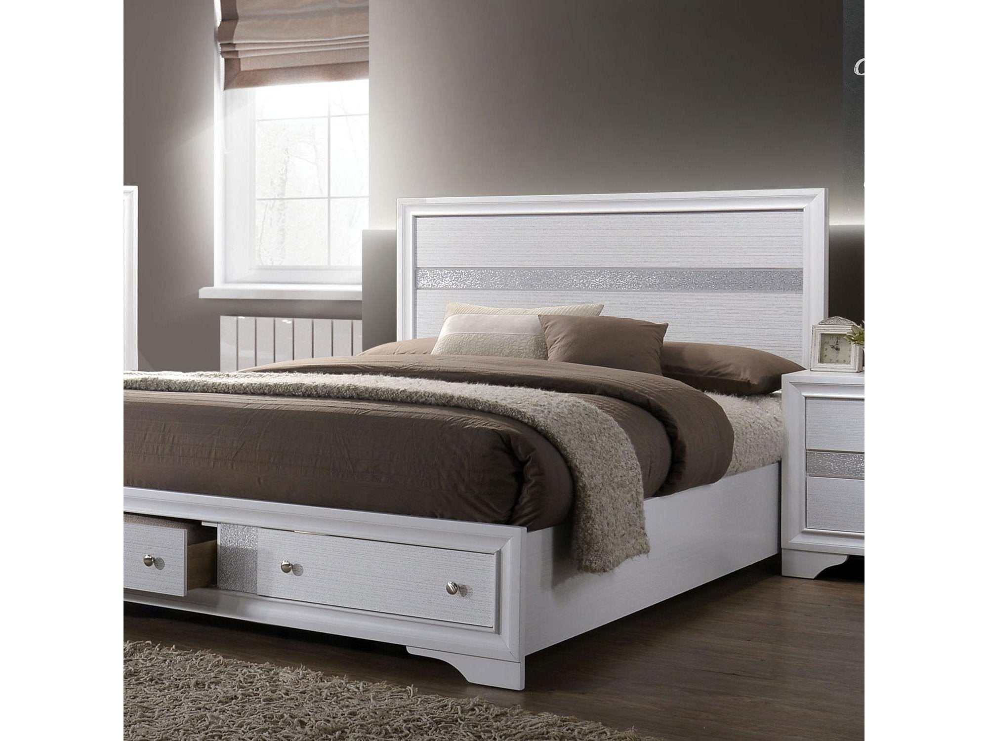 Chrissy White Queen Platform Bed w/ Storage