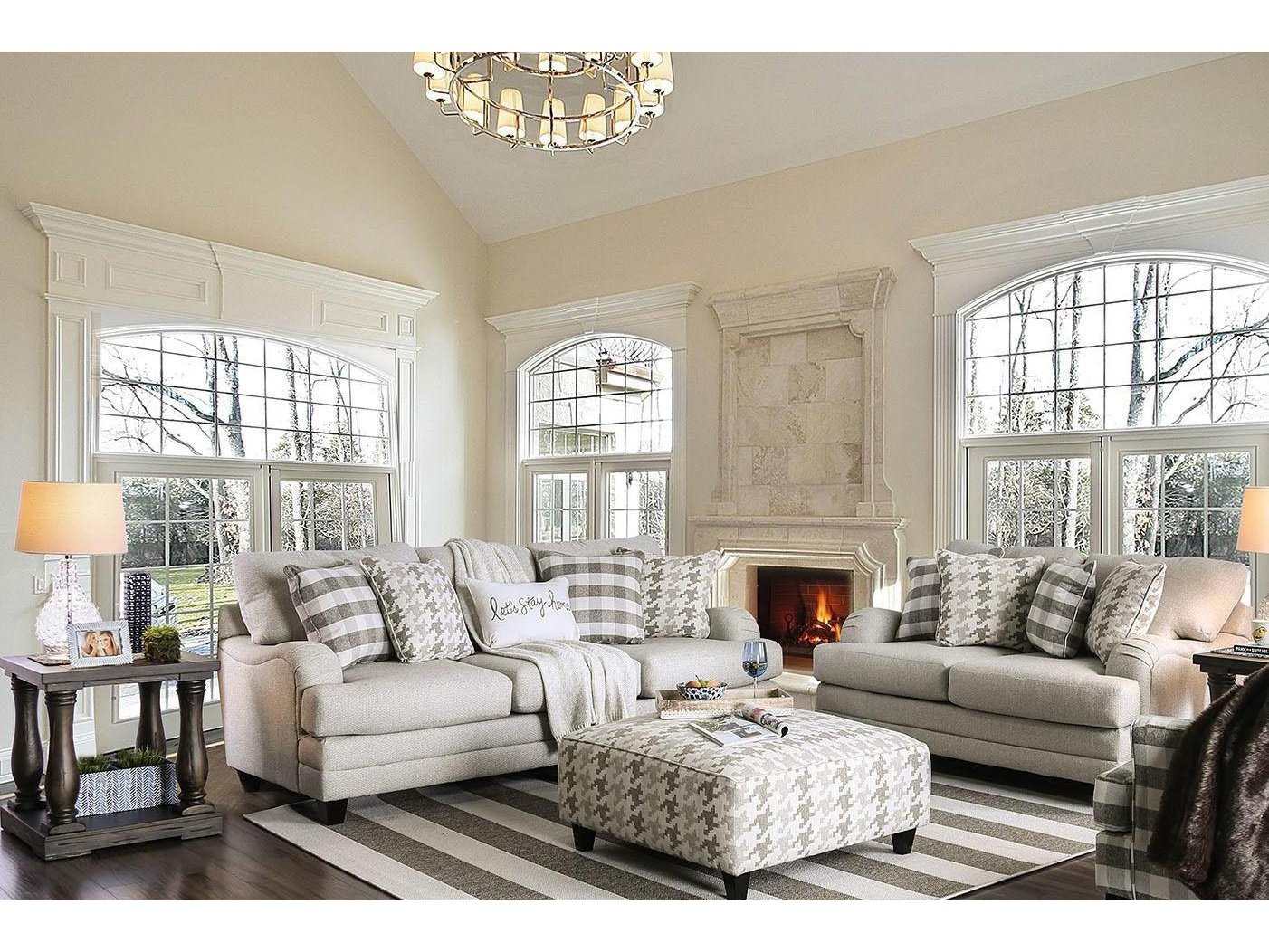 Christine Light Gray Stationary Sofa & Loveseat 2pc