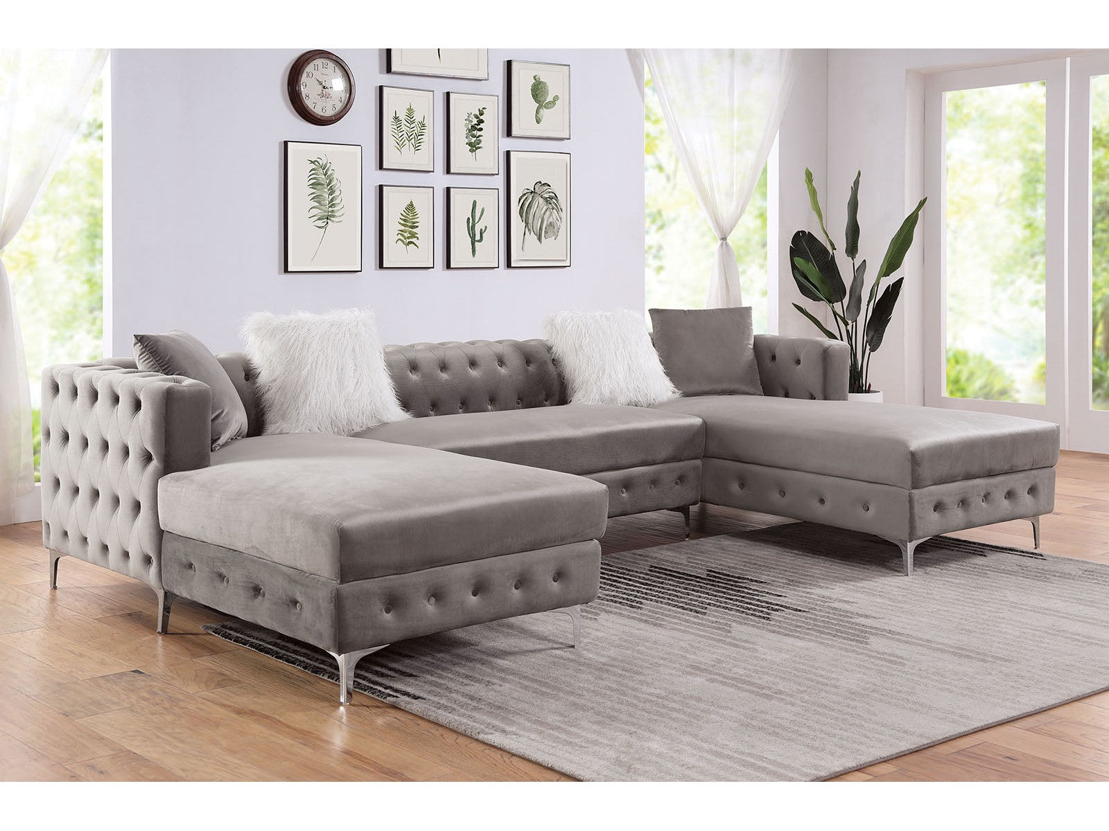 Ciabattoni Gray Sectional w/ Ottoman