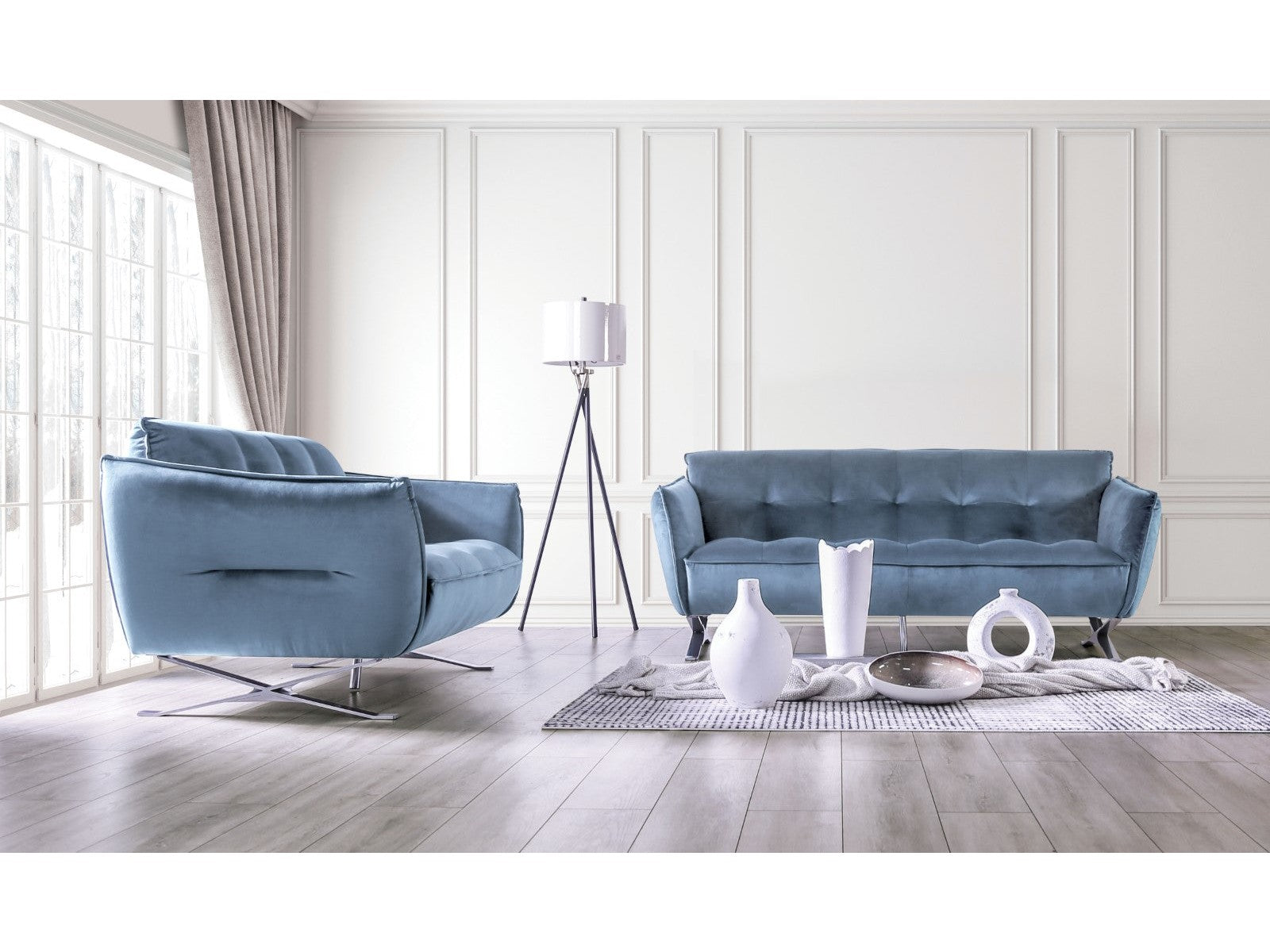 Civellutino Light Blue Sofa & Loveseat