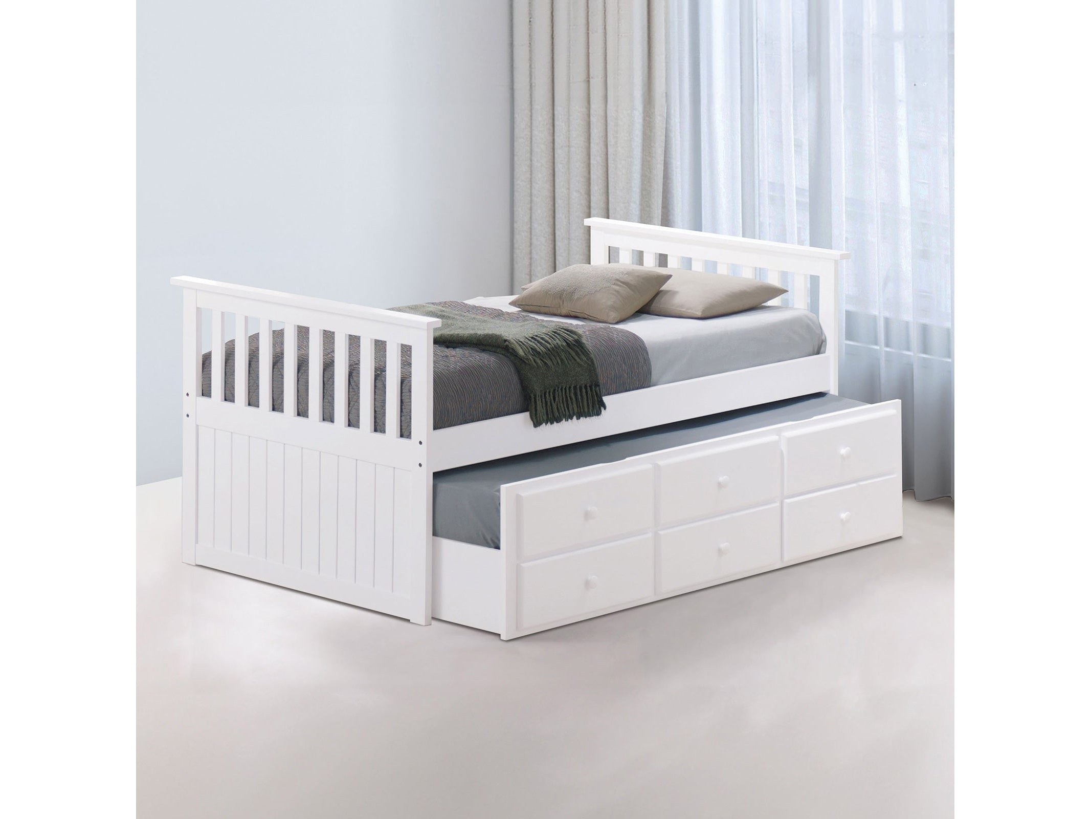 Clemens White Twin Captain Bed