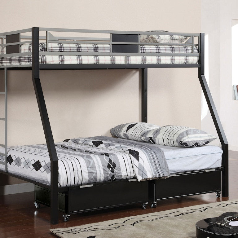 Clifton Silver/Gun Metal Twin/Full Bunk Bed