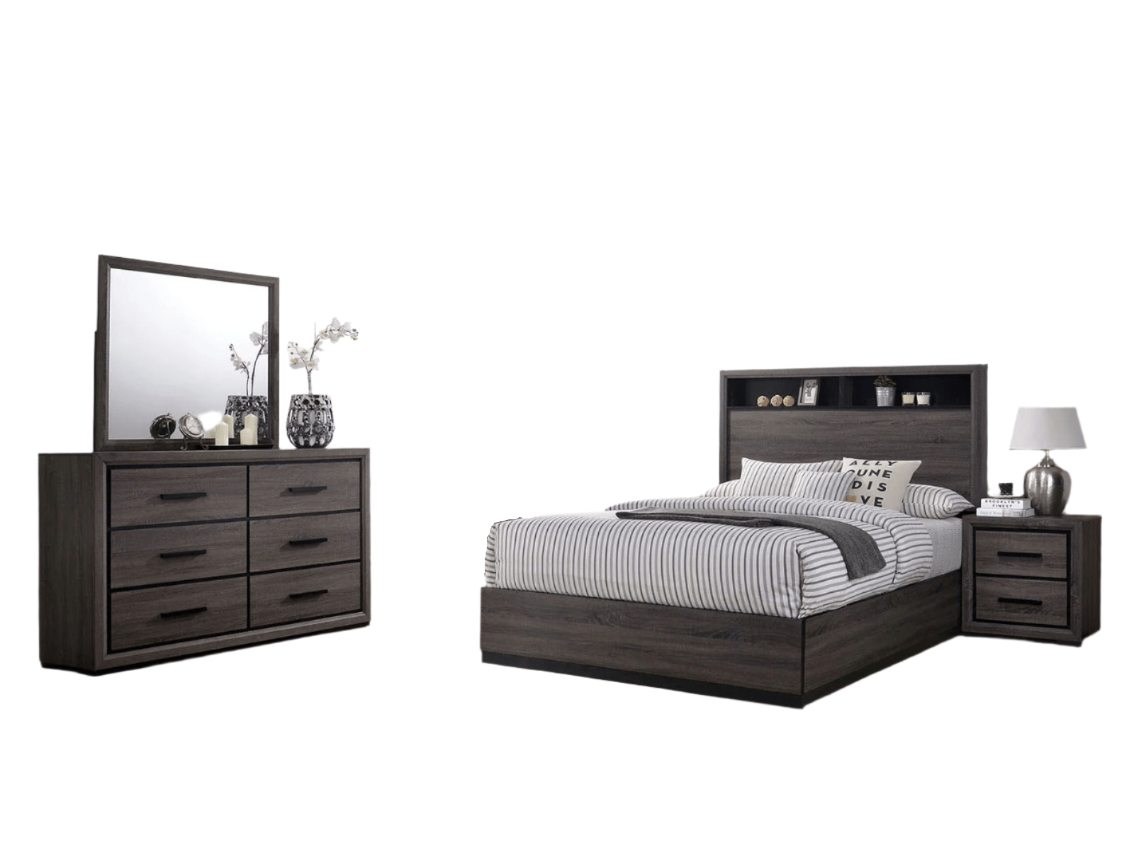 Conwy Gray 5 Pc. Queen Bedroom Set w/ 2NS