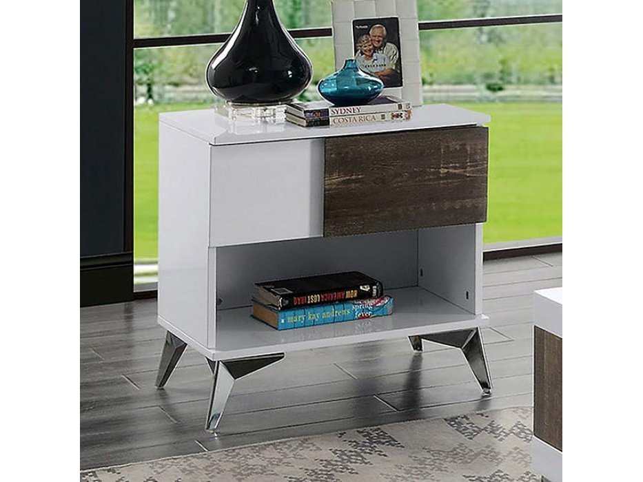 Corinne White & Dark Oak End Table