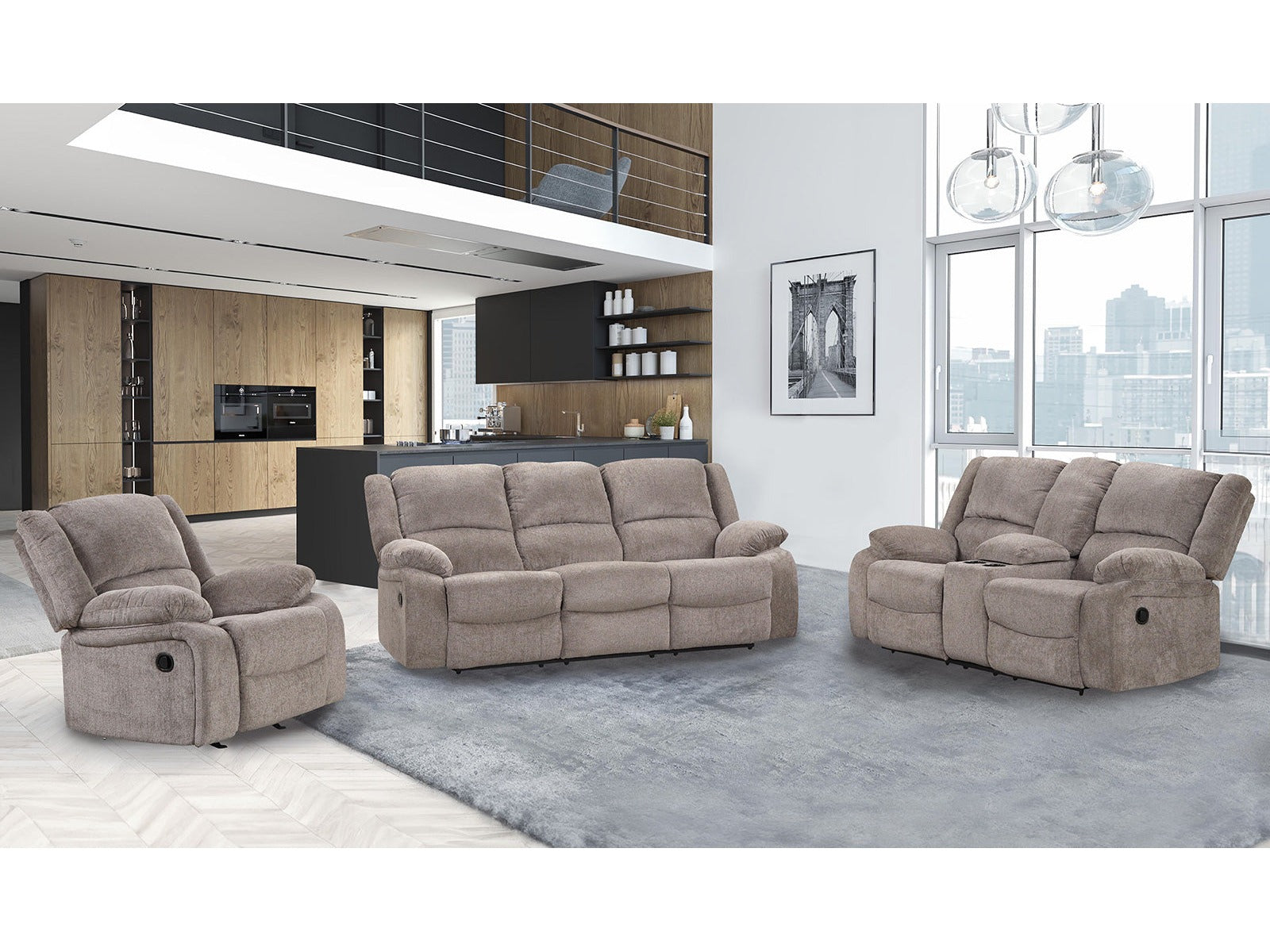 Cosimo Mocha 3 Piece Reclining Living Room Set