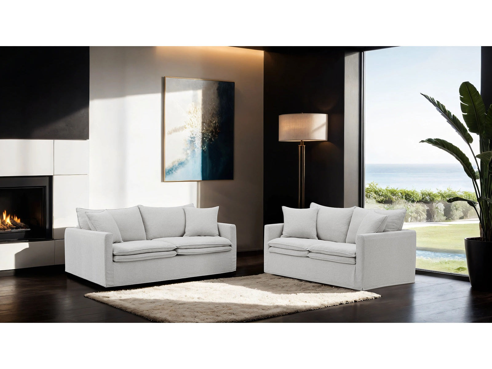 Crayford Light Gray Upholstery Living Room Set