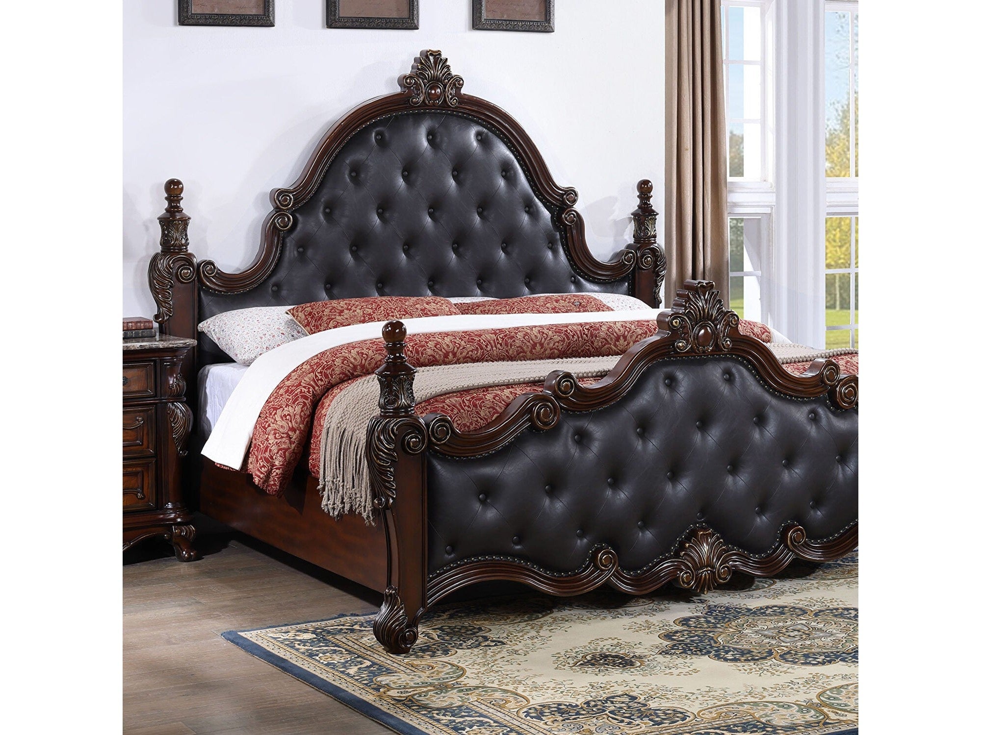 Cremona Dark Cherry Queen Leatherette Bed