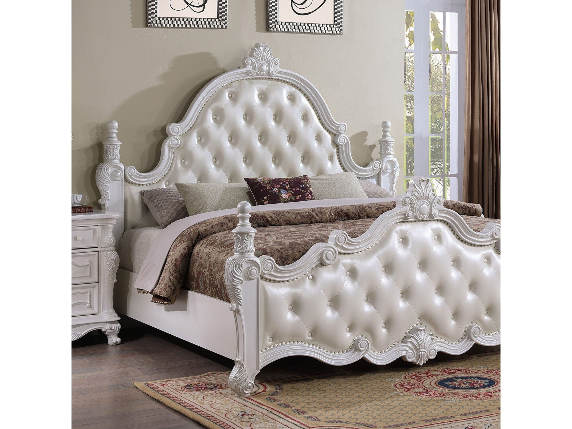 Cremona White E.King Leatherette Bed