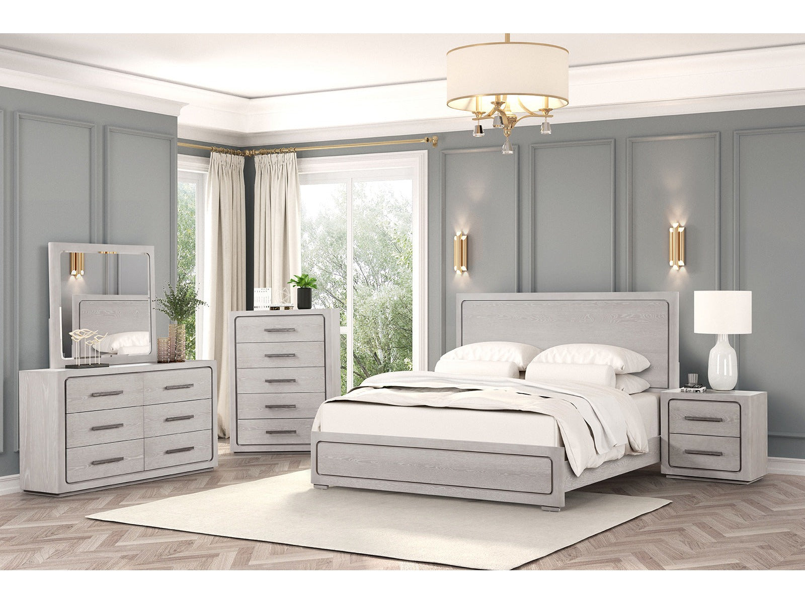 Crowthorne White Oak Queen 4 Piece Bedroom Set