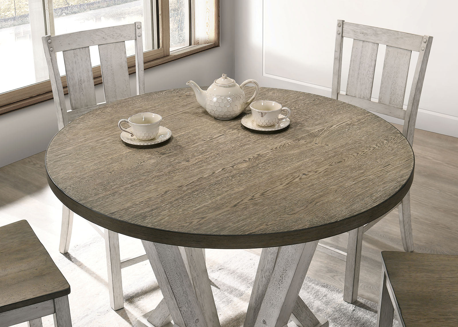 Dakota Antique White/Ash Brown 5 Pc. Round Counter Height Table Set