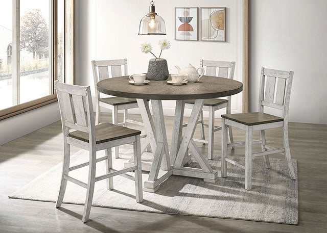 Dakota Antique White/Ash Brown Counter Height Table, A. White/Ash Brown
