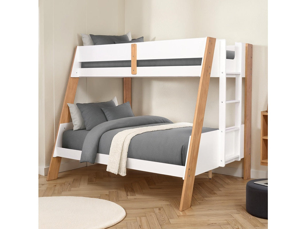Delbin White/Natural Twin/Full Bunk Bed