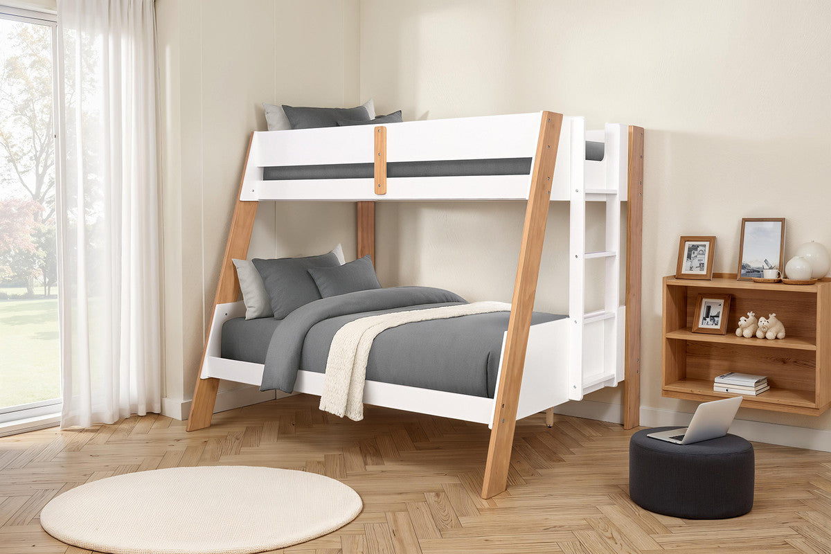 Delbin White/Natural Twin/Full Bunk Bed